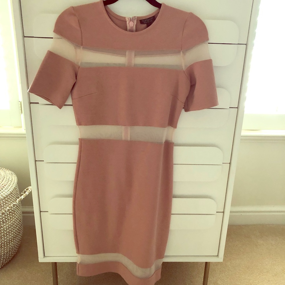 Topshop blush dress with sheer